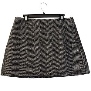 GAP NWT Womens Black & White Herringbone Skirt, Size 12, Heavyweight Lined Mini